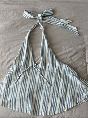 H&M Blue and White Striped Halter Top